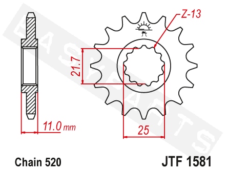 Pignon sortie boîte JT Sprockets JTF1581.13 Yamaha YZF R6 1999-2018